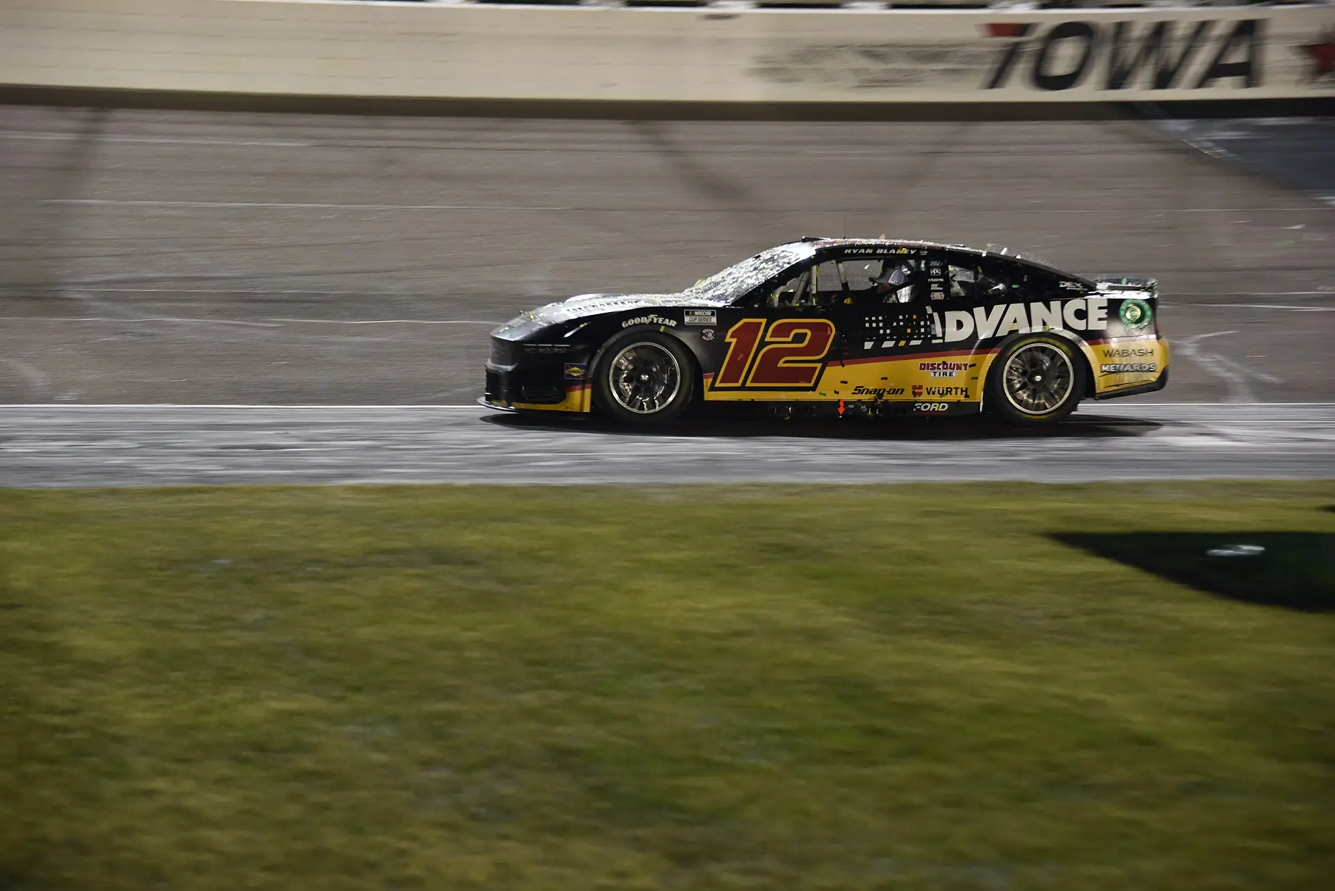 Ryan Blaney taking a victory lap at Iowa Speedway after winning the 2024 Iowa Corn 350