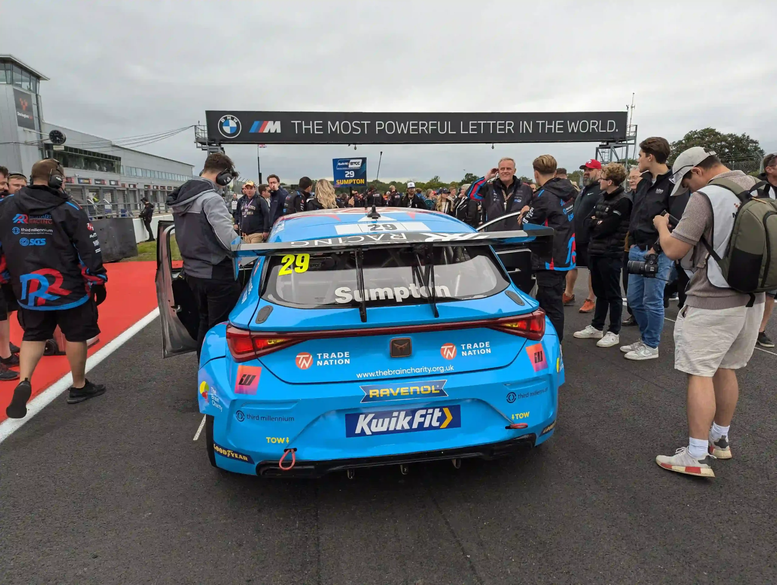 Touring car on the starting grid at Donington Park