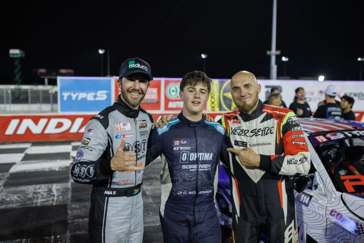Jason Webb, Camren Sorensen and Dmitriy Brutskiy after the Formula DRIFT Indianapolis 2026 PROSPEC event