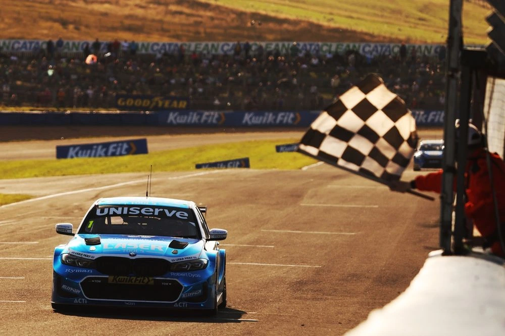 Jake Hill driving the Laser Tools Racing BMW at Knockhill in the 2025 BTCC