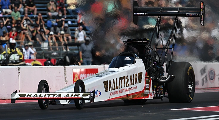 Top Fuel dragster on track during the 2026 NHRA Northwest Nationals qualifying program
