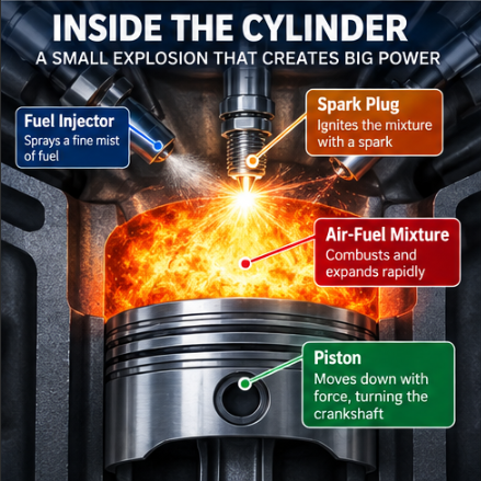 The support systems that keep an engine running: fuel, ignition, cooling and lubrication