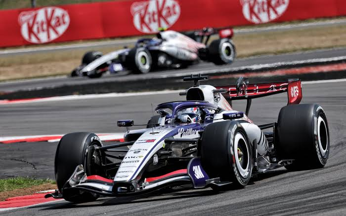 Sergio Pérez driving the Cadillac F1 car at Baku in 2026